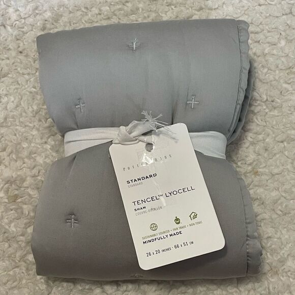 Pottery Barn TENCEL™ Quilted Sham Standard Gray Mist - Picture 2 of 4
